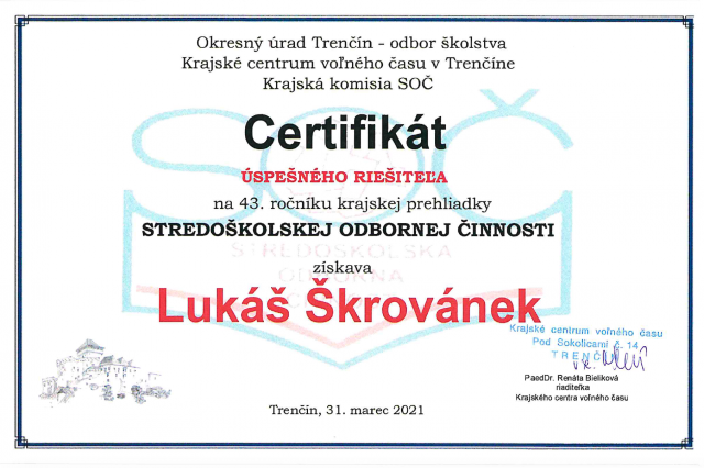 Výsledky krajského kola SOČ